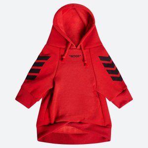 (L) WOOF red & black dog hoodie NWT